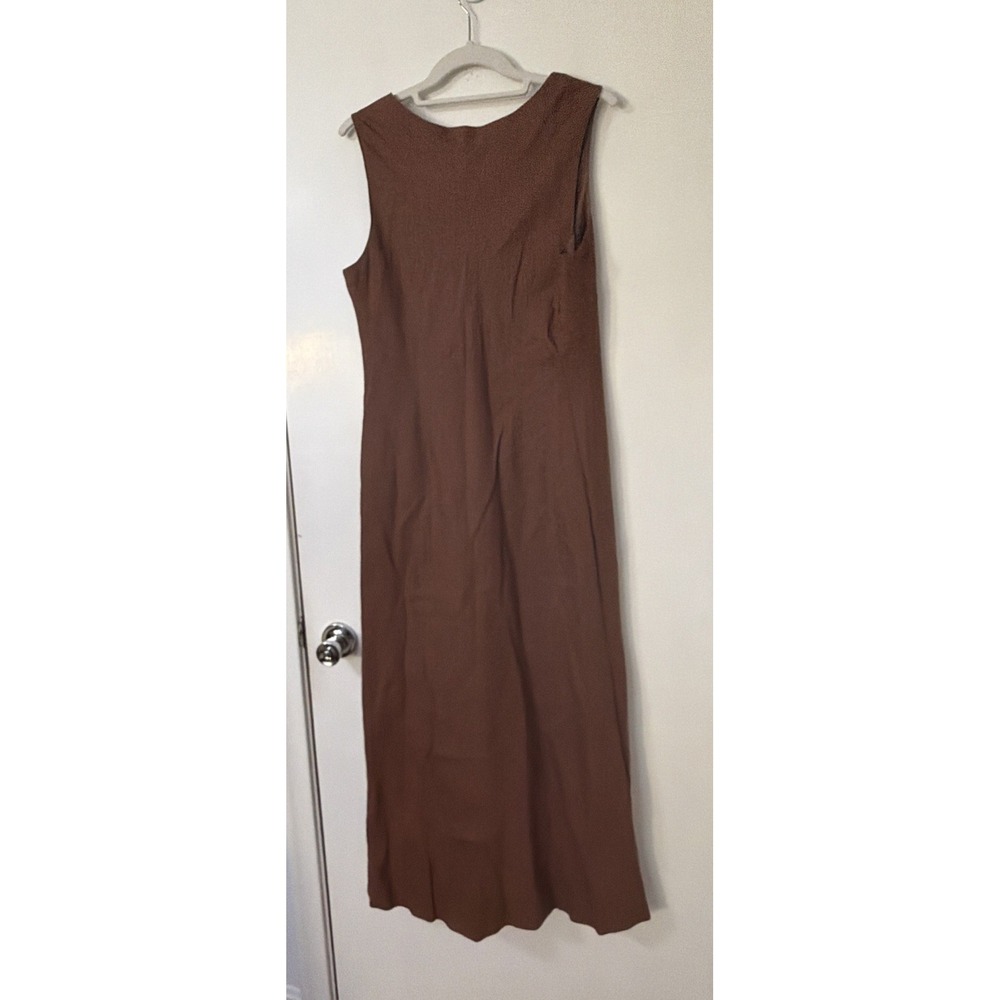 Plaza South Vintage Brown Linen Blend Dress Long 12 RN 52438 Lagenlook Boho - Picture 3 of 5